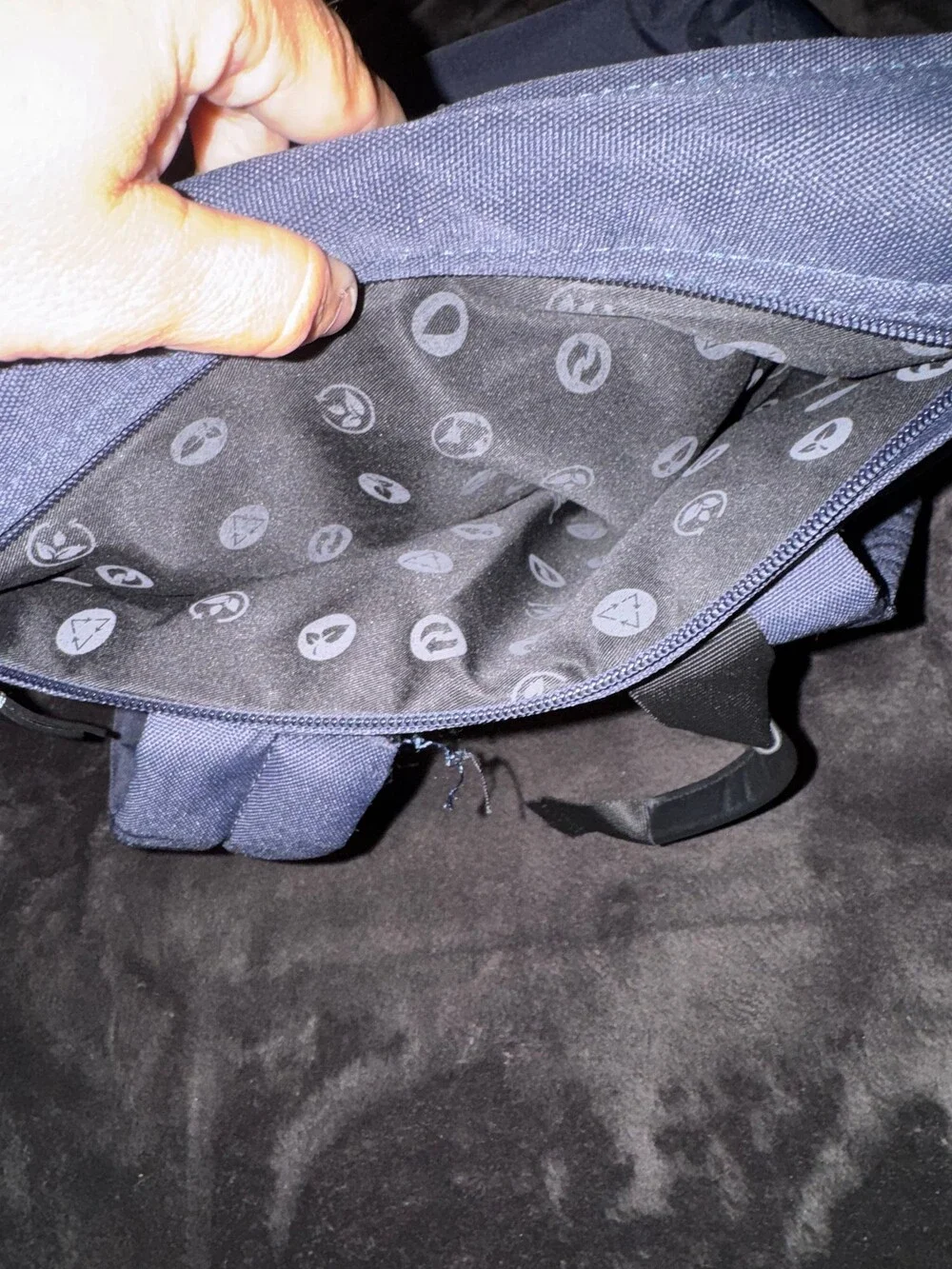 REBARN Navy Polyester Backpack with Multiple Compartments